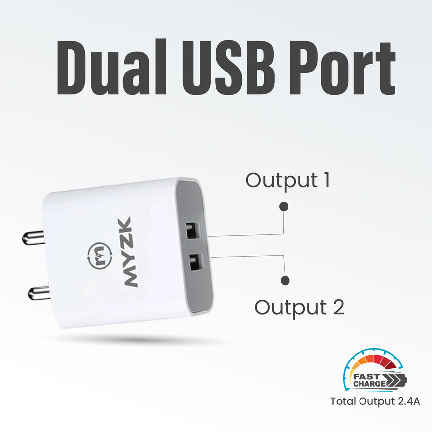 12W 5V/2.4A DUAL PORT USB CHARGER