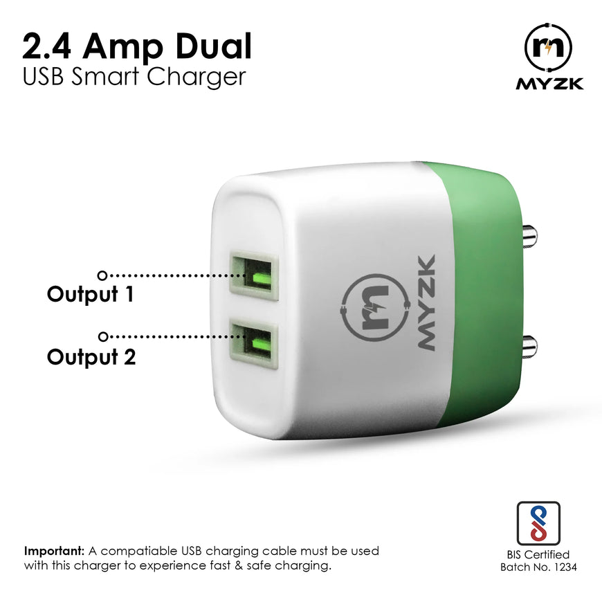 12W 5V/2.4A DUAL USB CHARGER